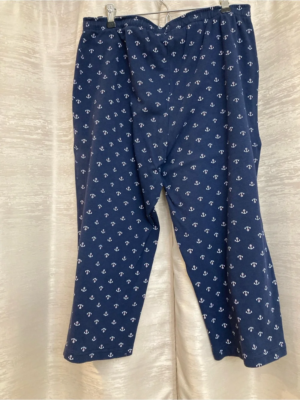 Cathy Daniels Navy with White Anchor Print Capris size L